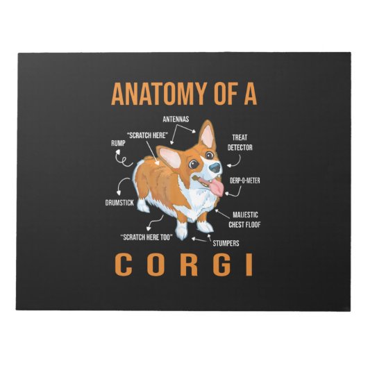 Bloc-note Anatomie d'un chien de Corgi Funny (Devant)