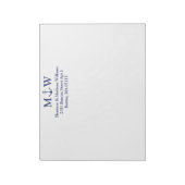 Bloc-note Ancrage nautique bleu marine couple monogramme ini (Tourné)