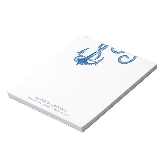 Bloc-note Ancre bleu côtier simple (Tourné)