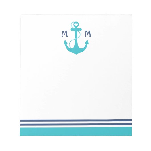 Bloc-note Ancre cardiaque marine turquoise (Devant)