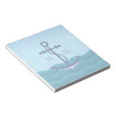 Bloc-note Ancre de navire nautique avec double monogramme (Incliné)