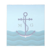 Bloc-note Ancre de navire nautique avec double monogramme (Devant)