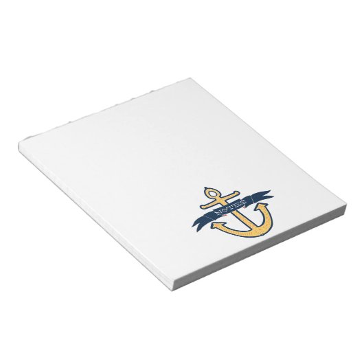 Bloc-note Ancre jaune nautique (Incliné)