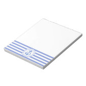 Bloc-note Ancre nautique Marine Bleu rayé Personnalisé (Tourné)