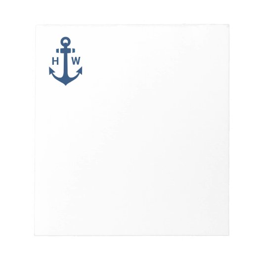 Bloc-note Ancre nautique Monogramme Marine (Devant)