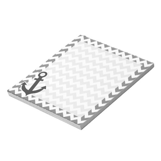 Bloc-note Ancre nautique sur Dark Grey Chevron (Tourné)