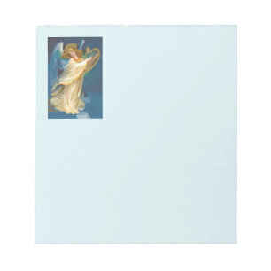 Bloc-note Ange jouant la musique sur une harpe