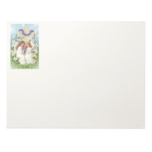 Bloc-note Anges Mignons Avec Croix Et Fleurs (Devant)