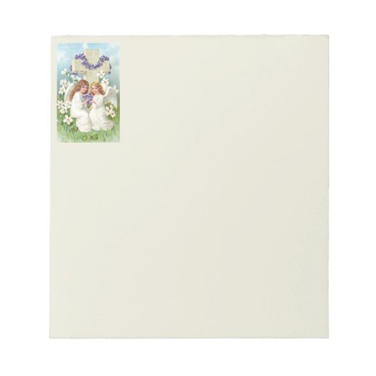 Bloc-note Anges Mignons Avec Croix Et Fleurs  (Devant)