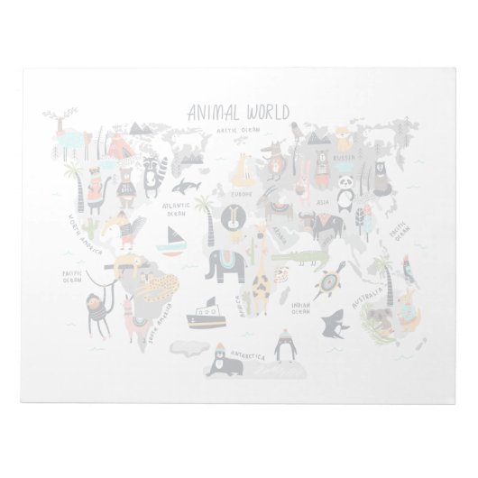 Bloc-note Animal World Map (Devant)