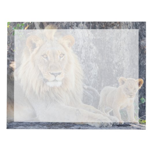 Bloc-note Animaux Bébés les Plus Mignons | Papa Lion & Bébé (Devant)