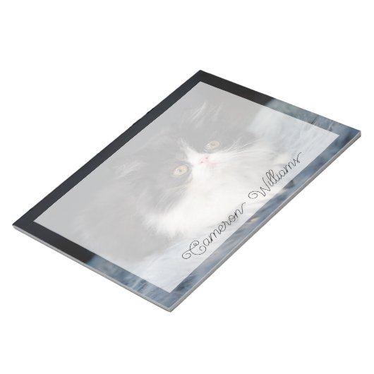 Bloc-note Animaux de bébés cutest | Fluffy B&W Kitten (Incliné)