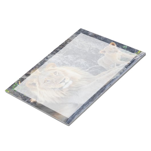 Bloc-note Animaux de bébés cutest | Lion Dad & Cub (Incliné)