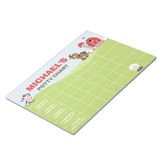 Bloc-note Animaux de ferme Potty Chart Nom et tâches personn (Incliné)