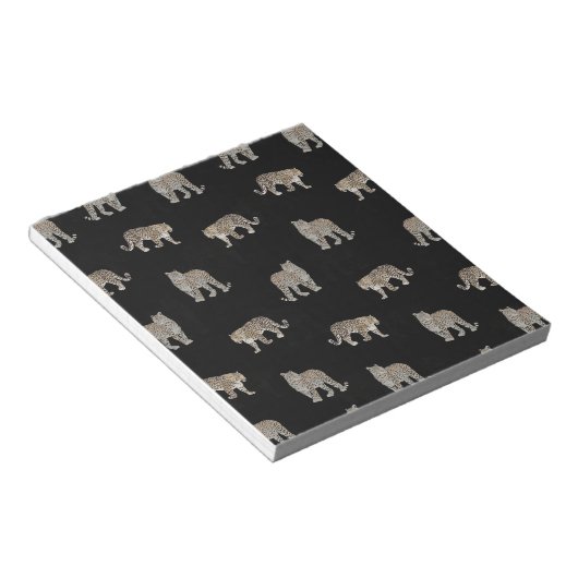 Bloc-note Animaux de la jungle léopard doré noir moderne (Incliné)