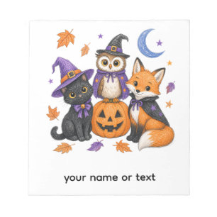 Bloc-note Animaux mignons d'Halloween - Sorcière Chat noir H