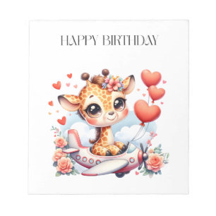 Bloc-note Anniversaire Avion Girafe