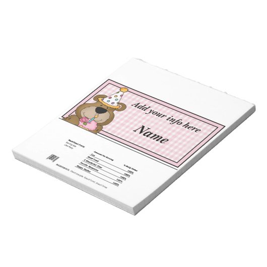 Bloc-note Anniversaire Bear Candy Bar Wrapper Party Faveurs (Tourné)