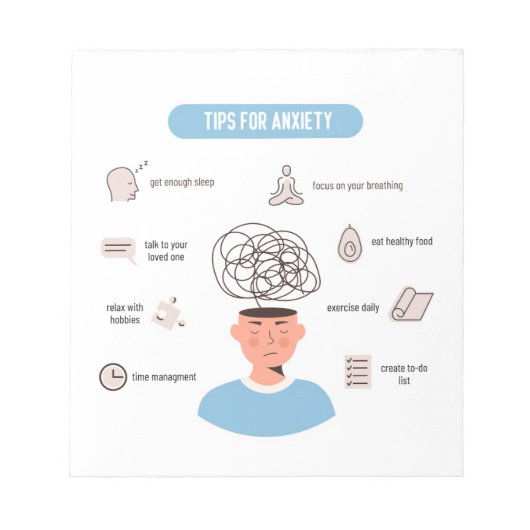 Bloc-note Anxiety Tips Minimal Mental Health Art (Devant)