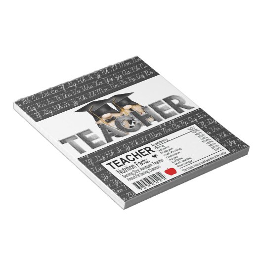 Bloc-note Appréciation de l'enseignant Candy Bar Wrapper Fav (Incliné)