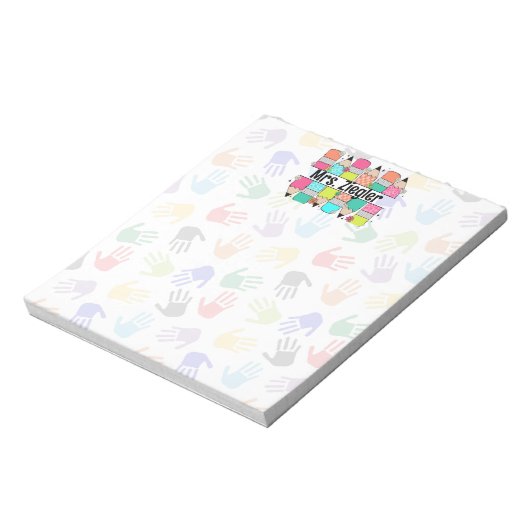 Bloc-note Appréciation de l'enseignant crayons arc-en-ciel P (Tourné)