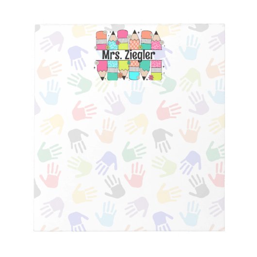 Bloc-note Appréciation de l'enseignant crayons arc-en-ciel P (Devant)