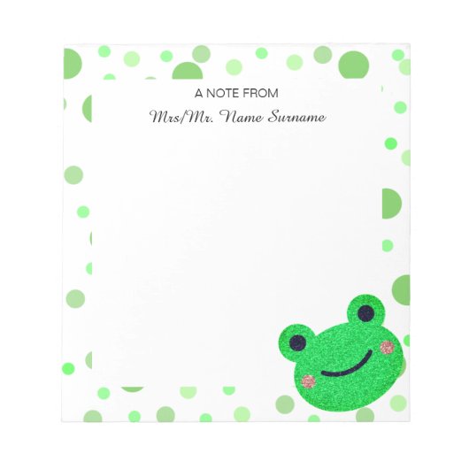 Bloc-note Appréciation de l'enseignant Grenouille verte (Devant)