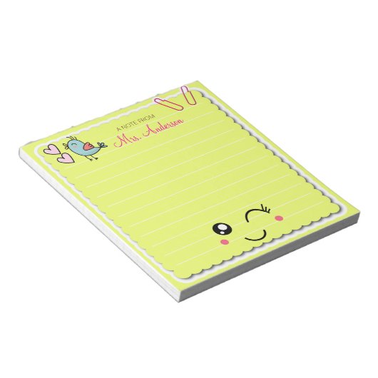 Bloc-note Appréciation de l'enseignant magnifique vert pâle (Incliné)