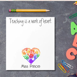 Bloc-note Appréciation de l'enseignant mains arc-en-ciel per