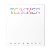 Bloc-note Appréciation de l'enseignant Nom coloré personnali (Devant)