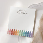 Bloc-note Appréciation de l'enseignant Rainbow Crayon<br><div class="desc">Surprenez l'enseignant dans votre vie ou offrez-vous (si vous êtes l'enseignant) à ce carnet de notes,  avec des crayons colorés! Personnalisez le texte avec le nom de votre destinataire.</div>