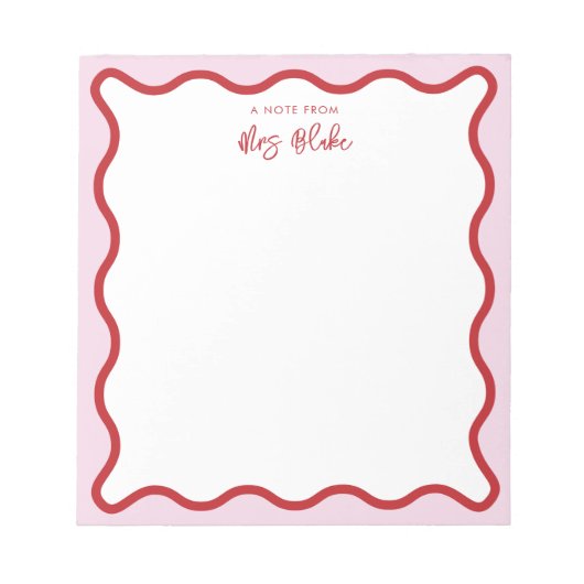 Bloc-note Appréciation de l'enseignant rose rouge vague (Devant)