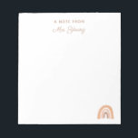Bloc-note Appréciation personnalisée de l'enseignant Boho Ra<br><div class="desc">Des blocs-notes personnalisés font de grands cadeaux pour les enseignants. Ce bloc-notes comporte un thème arc-en-ciel boho et tout le texte peut être personnalisé. Cela fera un grand retour à l'école,  noël ou cadeau de fin d'année pour n'importe quel enseignant.</div>