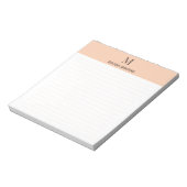 Bloc-note Apricot Classic Personalized Monogram Letter Lined (Tourné)