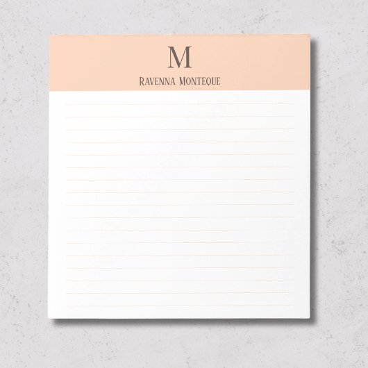 Bloc-note Apricot Classic Personalized Monogram Letter Lined
