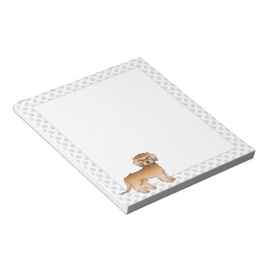 Bloc-note Apricot Mini Goldendoodle Cartoon Chien & Paws (Incliné)