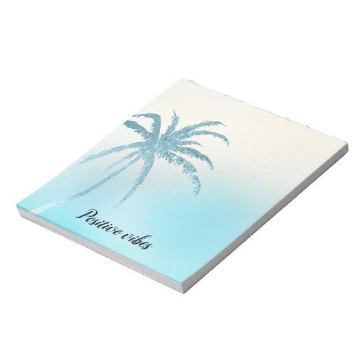 Bloc-note Aqua Blue Glitzy Sparkle Tropical Palm Tree (Tourné)