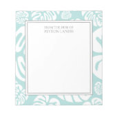 Bloc-note Aqua Blue White Tropical Feuilles Monster Desk de (Devant)
