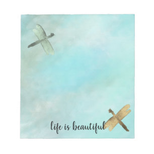Bloc-note Aqua Mint Gold Dragonflies Aquarelle personnalisée