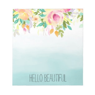 Bloc-note Aqua Ombre rose jaune floral