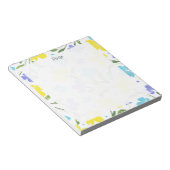 Bloc-note Aqua Periwinkle Yellow Watercolor Flower Stems (Incliné)
