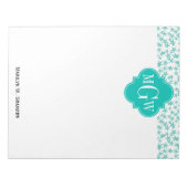 Bloc-note Aqua / Turq White Stars Quatrefoil Turquoise 3 Mon (Devant)