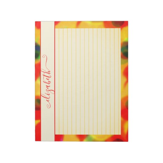 Bloc-note Aquarelle Abstraite rouge et jaune néon (Tourné)