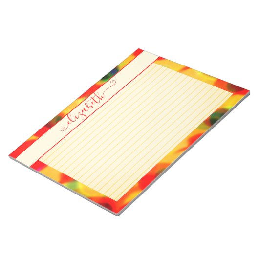 Bloc-note Aquarelle Abstraite rouge et jaune néon (Incliné)