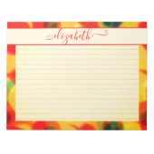 Bloc-note Aquarelle Abstraite rouge et jaune néon (Devant)