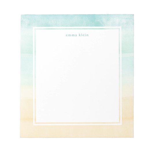 Bloc-note Aquarelle Abstraite Tan Bleu Plage Nom (Devant)