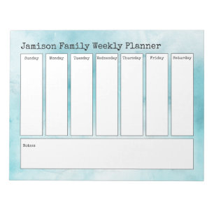 Bloc-note Aquarelle Abstraite Turquoise Planificateur hebdom