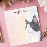 Bloc-note Aquarelle adorable Tuxedo Chat Pastel Personnalisé<br><div class="desc">Ce bloc-notes personnalisé présente un charmant portrait de chat tuxedo dressé contre un arrière - plan d'aquarelle pastel doux. Le design élégant et artistique est parfait pour les amoureux de les chats, les propriétaires d'animaux de compagnie et les amateurs de papeterie élégante. Customisez le texte en haut pour une touche...</div>