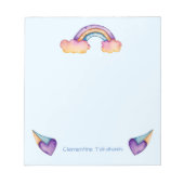 Bloc-note Aquarelle arc-en-ciel enfants | Ajouter un nom (Devant)