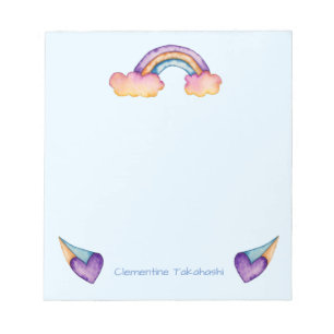Bloc-note Aquarelle arc-en-ciel enfants   Ajouter un nom
